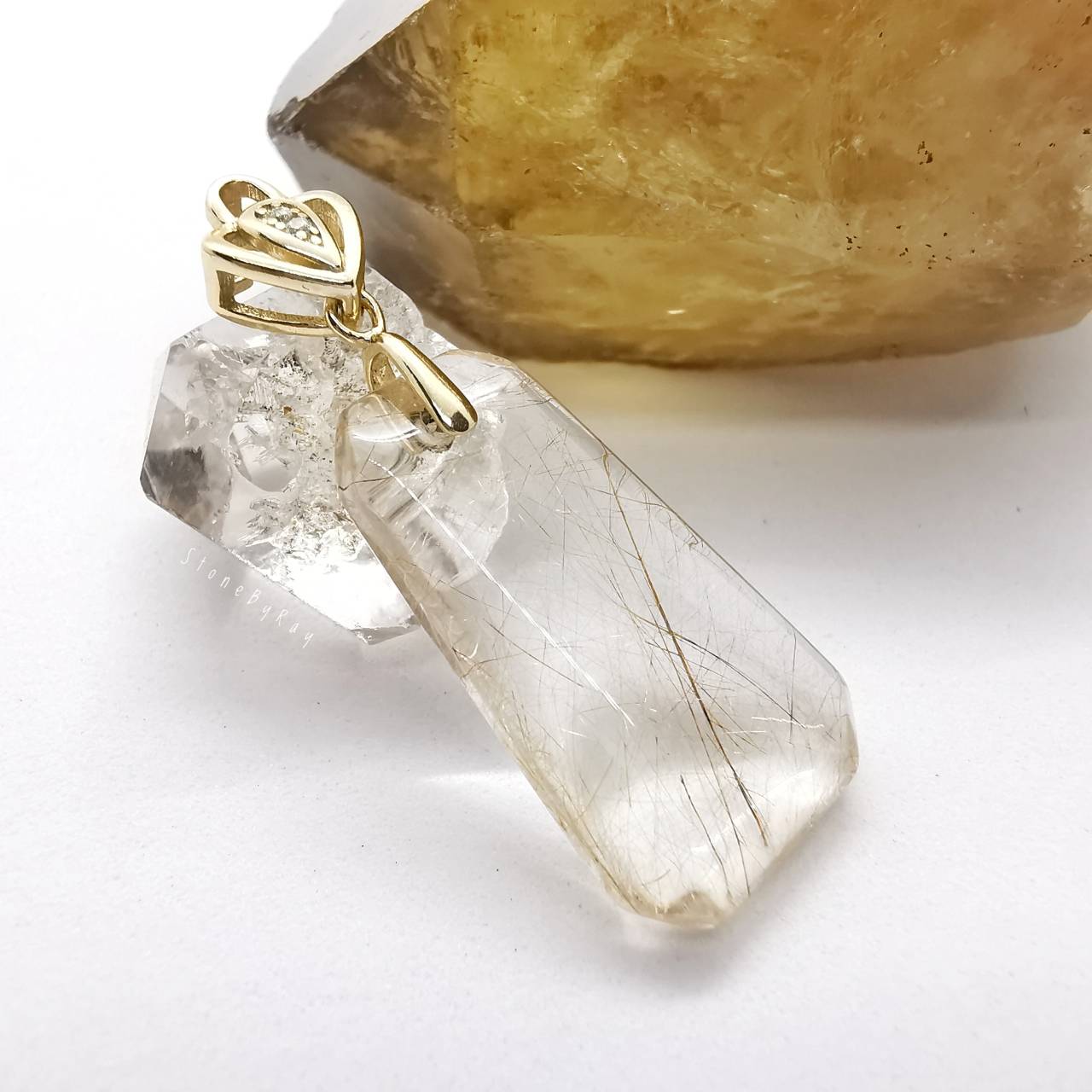 จี้หินไหมทอง Rutilated Quartz