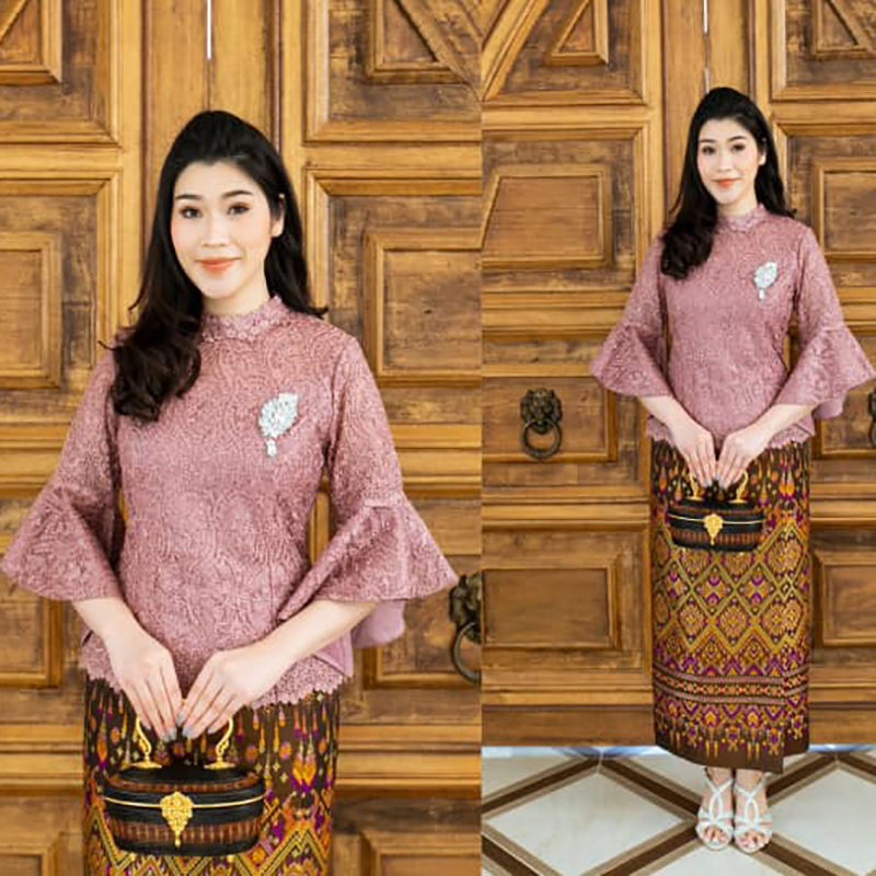 kudapy เสื้อลูกไม้สีกะปิ/ชมพู/เขียวน้ำทะเล ใยบวบแขนย้วยเล่นเลเยอร์ สวยหรู งานปักเลื่อมเกรดพรีเมี่ยม ลายชัดลูกไม้เนื้อหนา (เฉพาะเสื้อ)