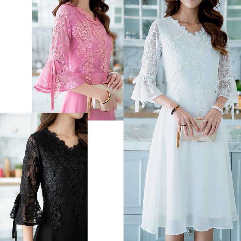 kudapy เดรสสั้นสีชมพู/สีขาว/สีดำ ดีไซน์ช่วงบนเป็นผ้าลูกไม้เนื้อบางเสริมซับในอย่างดีสวยหรูหรา มีดีเทลตกแต่งช่วงเสื้อด้วยลูกไม้หวานๆ