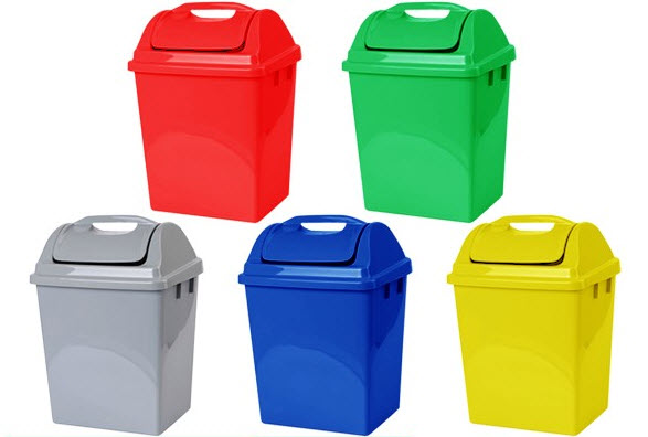 ถังขยะพลาสติก ทรงเหลี่ยมฝาแกว่ง14ลิตร