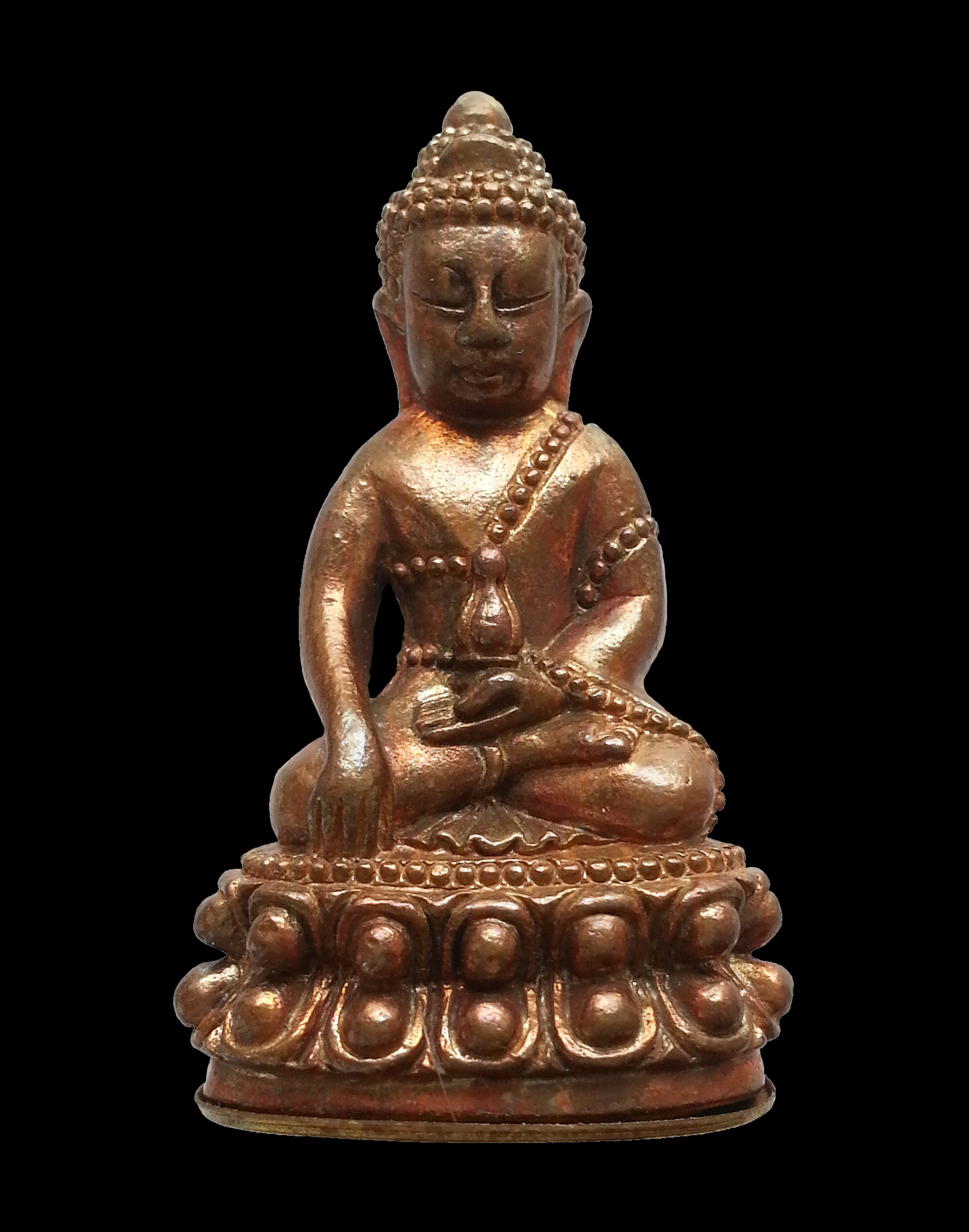 พระกริ่งเจริญพรยอดฉัตร หลวงปู่เกลี้ยง วัดโนนแกด จ.ศรีสะเกษ เนื้อทองแดง ก้นถ้วยชนวน ตอกโค้ดและเลข ๘๐๔ ปี ๒๕๕๕