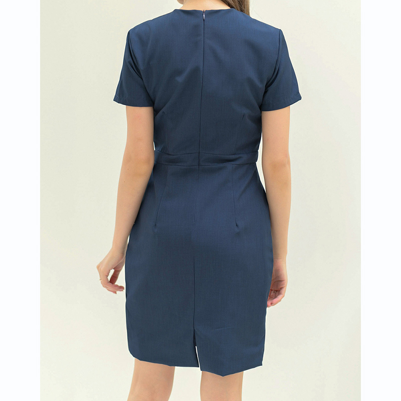 kudapy เดรสสั้นสีกกรม/สีเบจ/สีแดงเข้ม/สีน้ำตาลเทาหม่น ทรงสอบ ดีไซน์จีบทวิสที่เอว