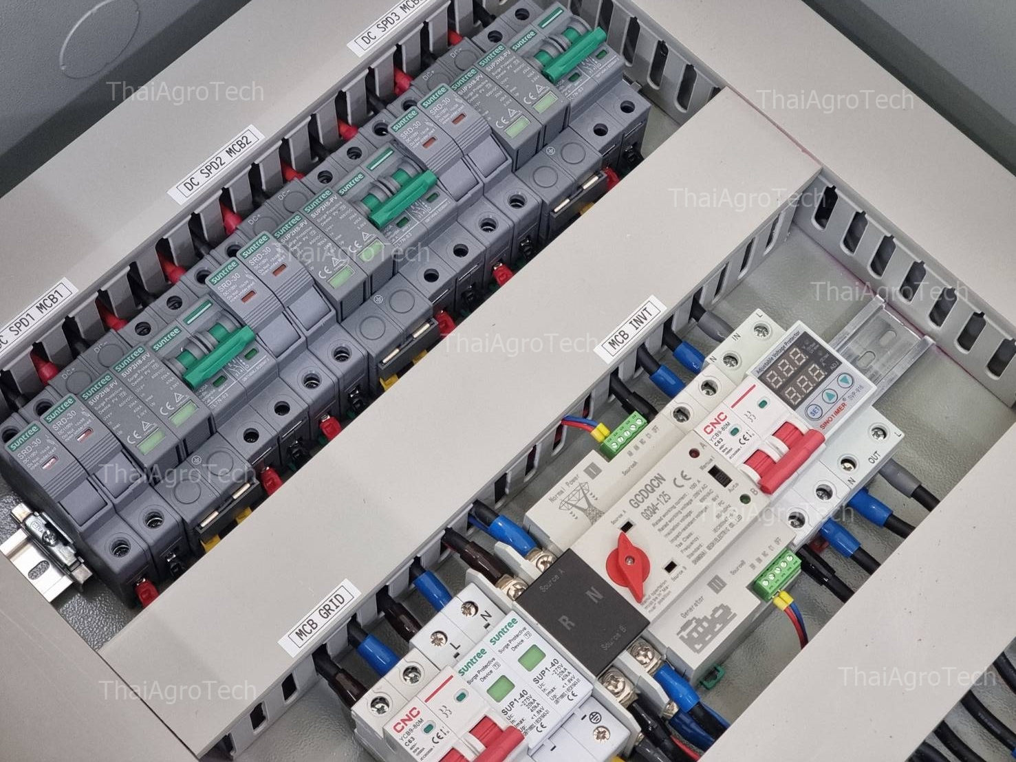 ตู้คอมบายเนอร์แบบไฮบริดออนออฟกริด 3 สตริง Hybrid On/Off Grid Solar Inverter ขนาด 8kw 10kw 12kw Single Phase Inverter พร้อม สวิตซ์สลับแหล่งจ่ายไฟ อัตโนมัติ(สลับเร็ว) ระบบไฟฟ้าสำรอง ATS Automatic Dual Power Transfer Switch 2P 100A รองรับอินเวอร์เตอร์ Deye #