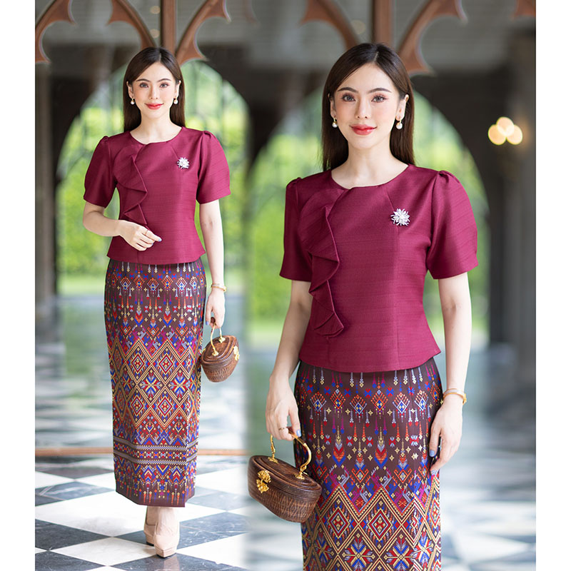 kudapy เสื้องานผ้าไหมฝรั่งเศสสีพื้น อัดกาวให้ทั้งตัว ทรงสวยตามแบบ การตัดเย็บเนียบ ทรงสวย ใส่สวยทุกรูปร่าง (เฉพาะเสื้อ)