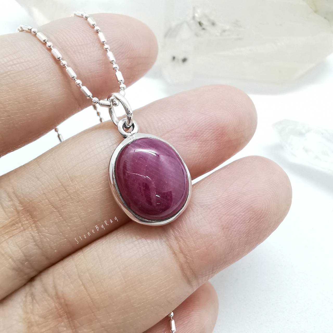 สร้อยคอเงินจี้พลอยทับทิม Ruby