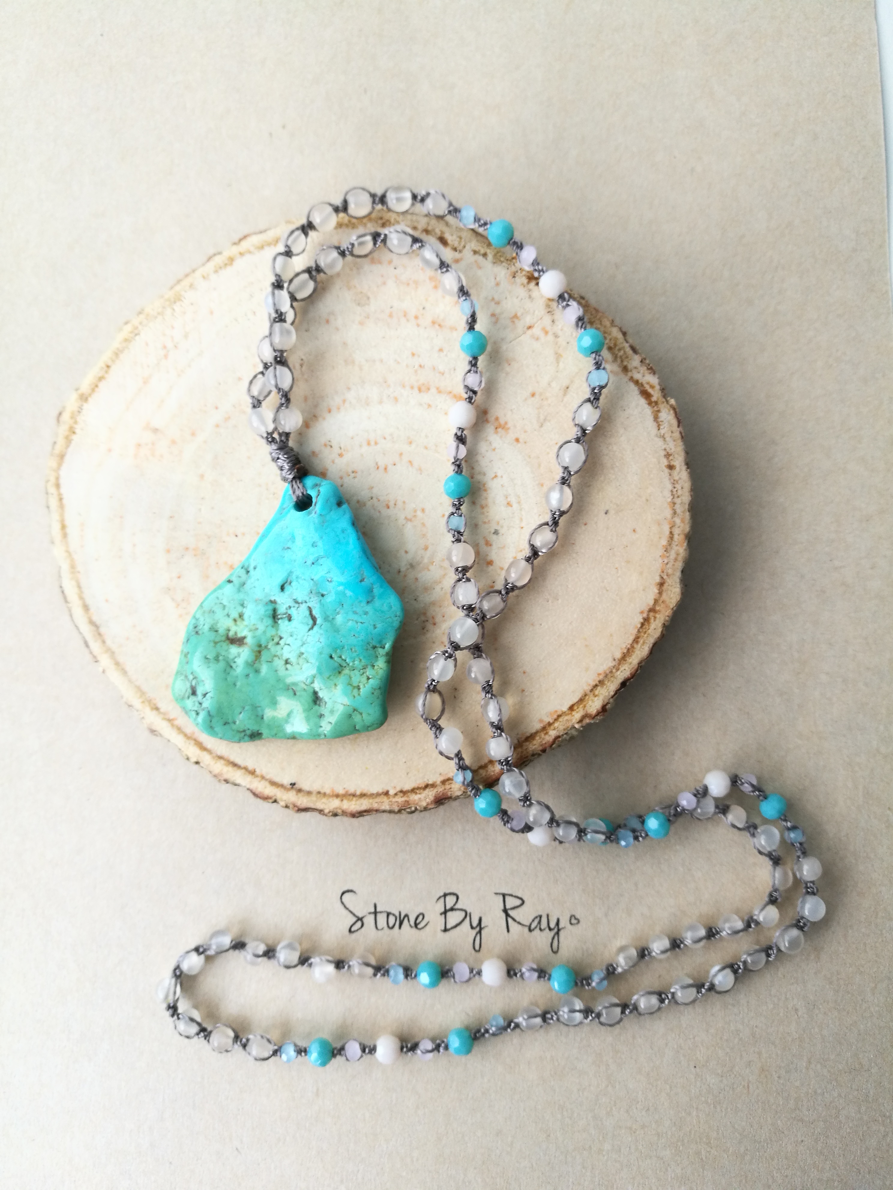 สร้อยคอมูนสโตน&เทอควอยส์ (Moonstone&Turquoise)