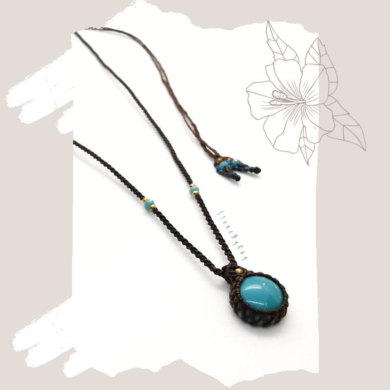 สร้อยคอเชือกถักจี้หินเทอร์ควอยส์ Turquoise