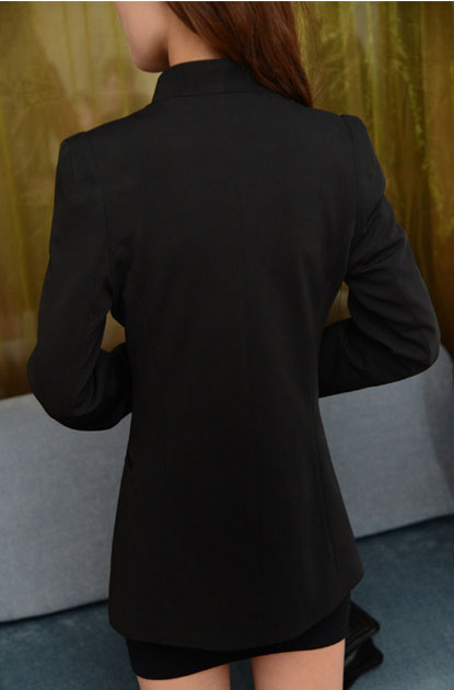 เสื้อสูทผู้หญิงแขนยาวสีดำไม่มีปก S