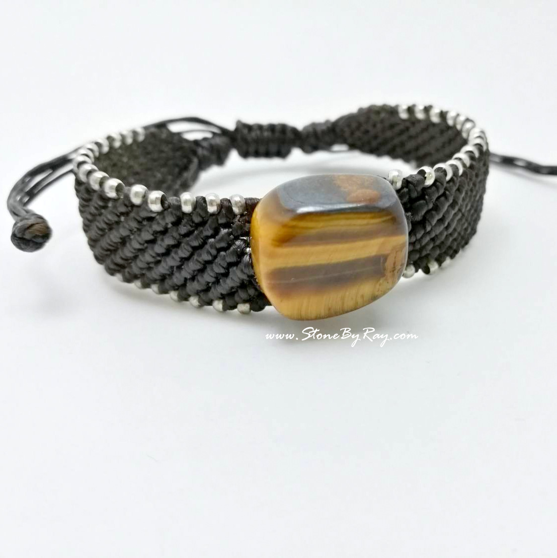 สร้อยข้อมือเชือกถักหินตาเสือ (Tiger's eye)