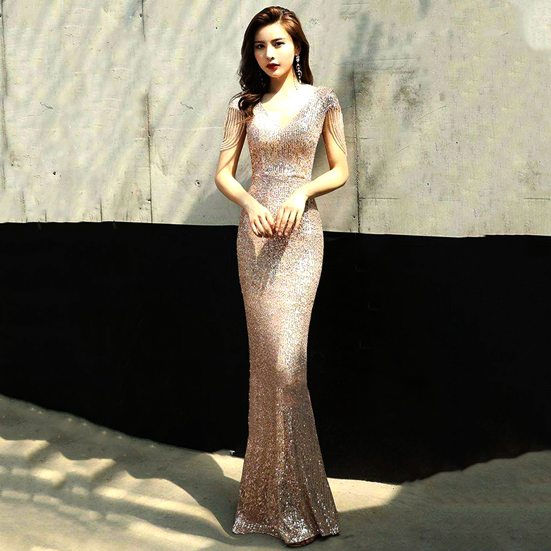 kudapy ชุดราตรียาวทรงหางปลา ผ้าปักเลื่อมสีแดง/สีครีมทอง แม๊กซี่ปักเลื่อม+เข็มขัด เลื่อมประกายแวววาวระยิบระยับสวยหรูดูแพง