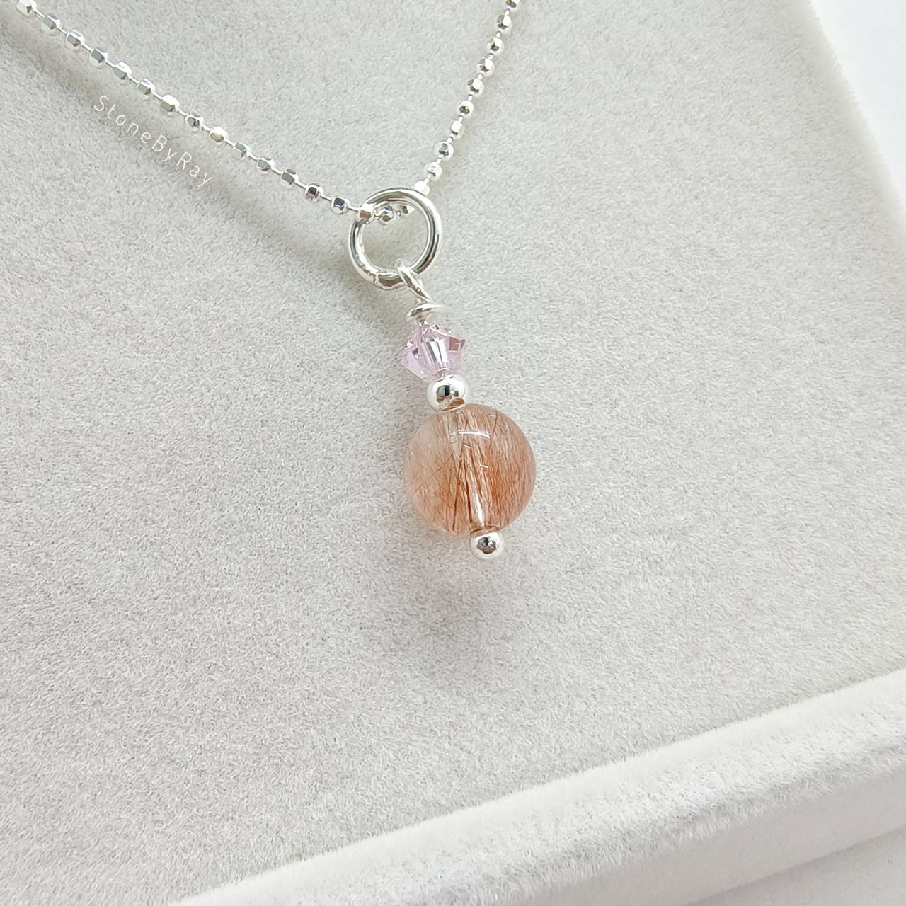 สร้อยคอเงินจี้หินไหมนาค Red Rutilated Quartz