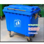ถังขยะเทศบาล พร้อมล้อเข็น รุ่นฝาเรียบ 660 ลิตร (สีฟ้า)