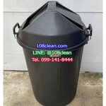 ถังขยะทรงกลม ฝาแกว่ง 100 ลิตร สีดำ