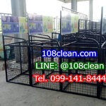 แท่นวางถังขยะแบบตะแกรงเหล็ก ขนาด 2 ช่อง