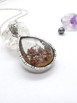 สร้อยคอเงินจี้หินโป่งข่าม Lodolite Quartz