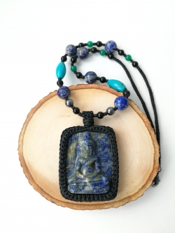 สร้อยคอจี้หินลาพิสแกะพระปางสมาธิ