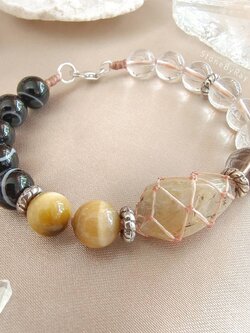 สร้อยข้อมือเชือกถักหินไหมทอง Rutilated Quartz