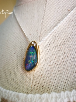 สร้อยคอเงินจี้พลอยโอปอล(Opal Triplet)