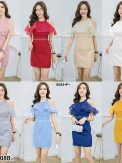 kudapy เดรสออกงาน แต่งผ้าแก้วเนื้อดี ไม่คันนะคะ งานซิปหลัง ทรงสวยมาก ผ้าซาร่า สีพื้น