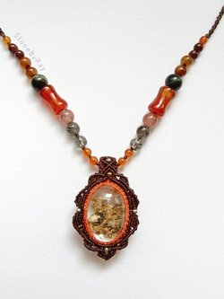 สร้อยคอเชือกถักจี้หินโป่งข่าม Lodolite Quartz