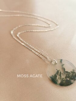 สร้อยคอเงินจี้หินมอสอาเกต Moss Agate