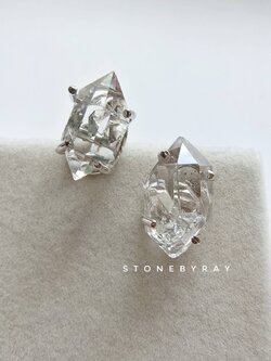 ต่างหูเงินหินเฮอร์คิเมอร์ไดม่อน Herkimer Diamond