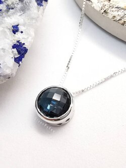 สร้อยคอเงินจี้พลอยลอนดอนบลูโทพาส London Blue Topaz