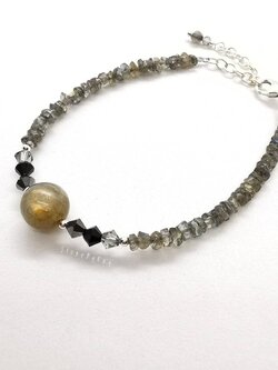 สร้อยข้อมือเงินหินลาบราโดไลท์ Labradorite
