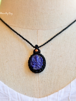 สร้อยคอเชือกถักจี้พระพิฆเนศหินลาพิสลาซูลี