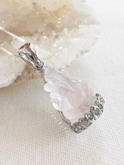 สร้อยคอเงินจี้พระพิฆเนศโรสควอตซ์