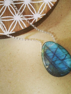 สร้อยคอเงินจี้หินลาบราโดไลท์