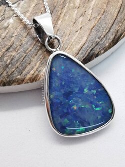 สร้อยคอเงินจี้พลอยโอปอลออสเตรเลีย Opal