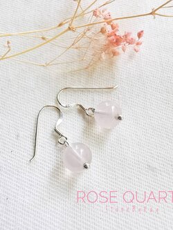 ต่างหูเงินหินโรสควอตซ์ (Rose Quartz)