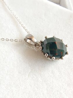 สร้อยคอเงินหินบลัดสโตน(หินเลือด) Bloodstone