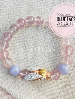 สร้อยข้อมือหินโรสควอตซ์+แมลงภู่คำ