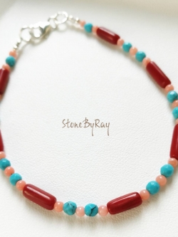 สร้อยข้อมือหินเทอร์ควอยส์&ปะการัง