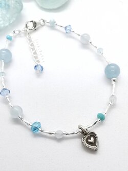 สร้อยข้อมือเงินหินอความารีน+อาเกต Aquamarine+Agate