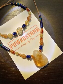 ชุดสร้อยคอหินซิทริน+คาเนเลี่ยน+ลาพิสลาซูลี Citrine+Carnelian+LapisLazuli