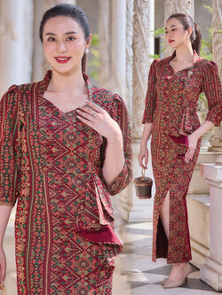 kudapy ชุดเดรสผ้าไทย ผ้าฝ้าย ทอลาย ฉัตรสวรรค์ - ชุดออกงาน ทำงาน ปาตี้ งานเลี้ยง