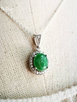 สร้อยคอเงินจี้หยกแท้สีเขียวสวย (Jade)