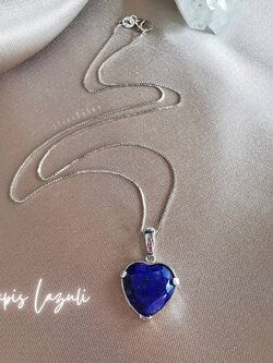 สร้อยคอเงินจี้หินลาพิสลาซูลีทรงหัวใจ Lapis Lazuli