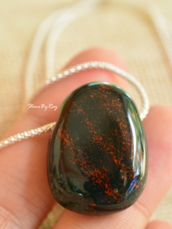 สร้อยคอเงินจี้หินเลือด(Blood stone)