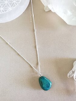 สร้อยคอเงินจี้หินคริสโซโคล่า Chrysocolla
