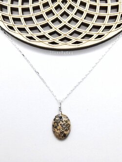 สร้อยคอเงินจี้หินลีโอพาร์ดสกินแจสเปอร์ Leopard Skin Jasper