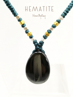 สร้อยคอเชือกถักจี้หินเฮมาไทต์