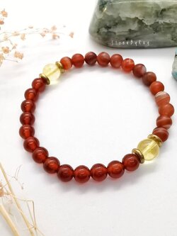 สร้อยข้อมือหินซิทรินกับคาเนเลี่ยนCitrine+Carnelian