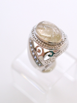 แหวนเงินหินไหมทอง Rutilated Quartz