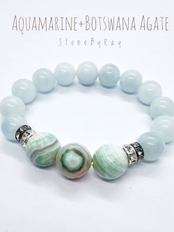 สร้อยข้อมือหินอความารีน+บอตสวาน่าอาเกต