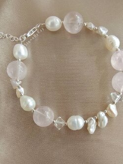 สร้อยข้อมือเงินไข่มุก,โรสควอตซ์,เฮอร์คิเมอร์ไดม่อน