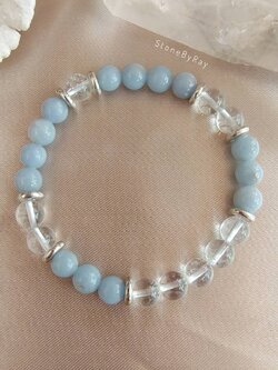 สร้อยข้อมือหินแองเจิลไลท์กับคริสตัลควอตซ์ Angelite